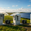 Solar-powered irrigation system with photovoltaic panels supplying clean energy to agricultural water pumps for sustainable farming.